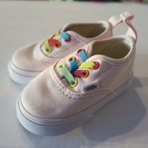 Vans Pink Rainbow Shine Elastic Slip Ons Size 3